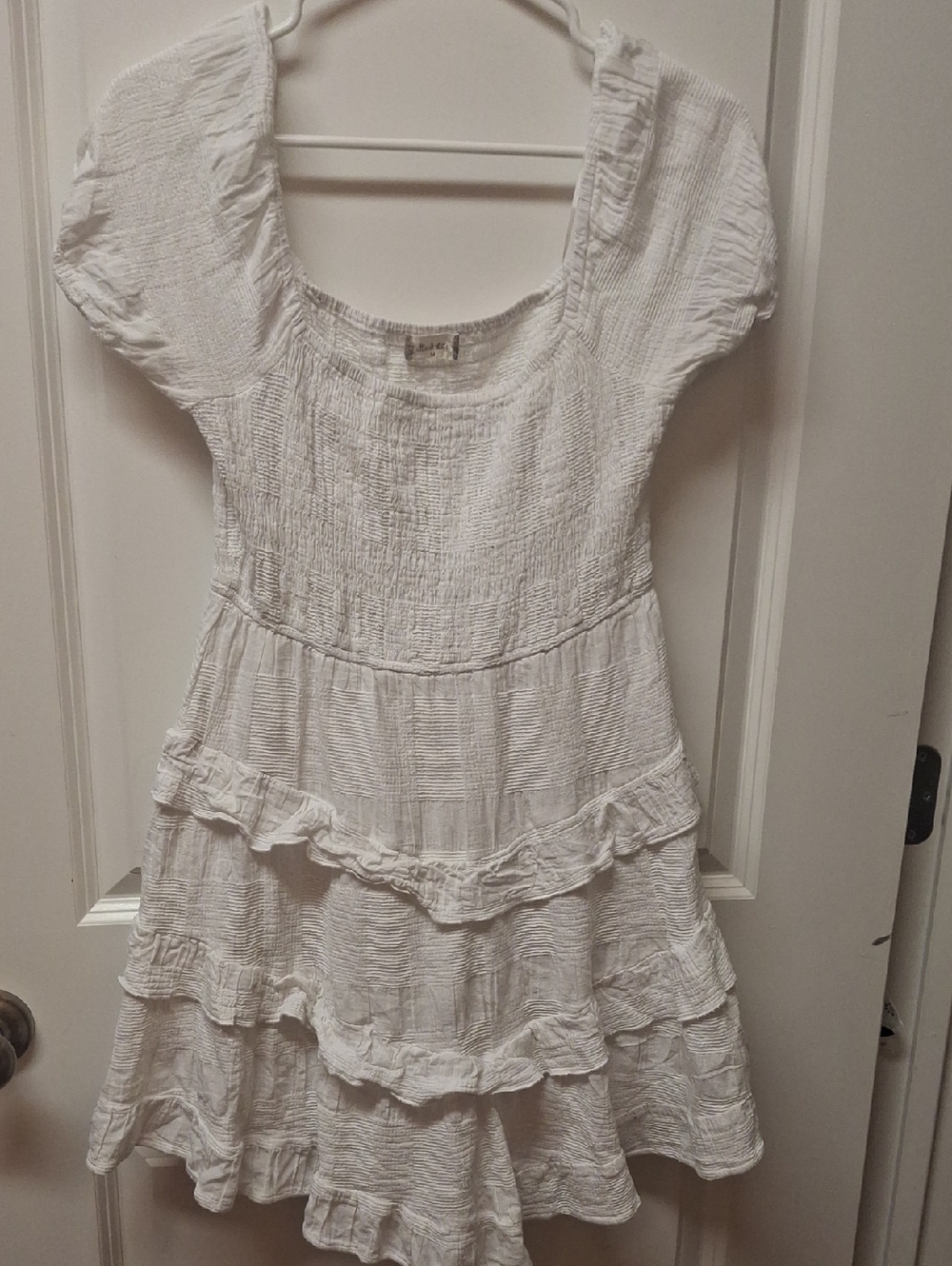 Altar'd State White Smocked Textured Dress